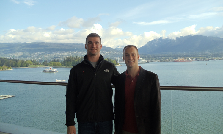 Matthew Glover and Nicholas A. Pierson outside the conference in Vancouver.
